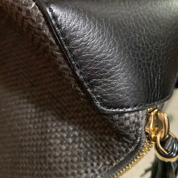 Vintage Henri Bendel black woven gold hardware tassels expandable tote bag - Picture 8 of 16